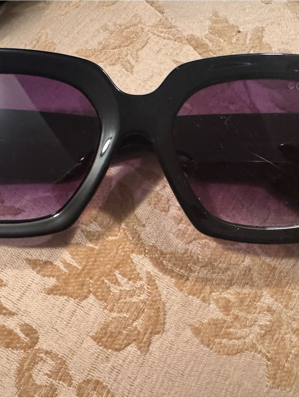 Women's Oversized Black Sunglasses with Purple Lenses